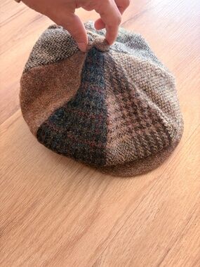 Vintage Harris Tweed Hat Cap Size M Patchwork Newsboy Flat Cap Wool
